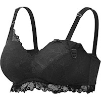 Momcozy brasier de lactancia de encaje, sin aros, XXL | Negro